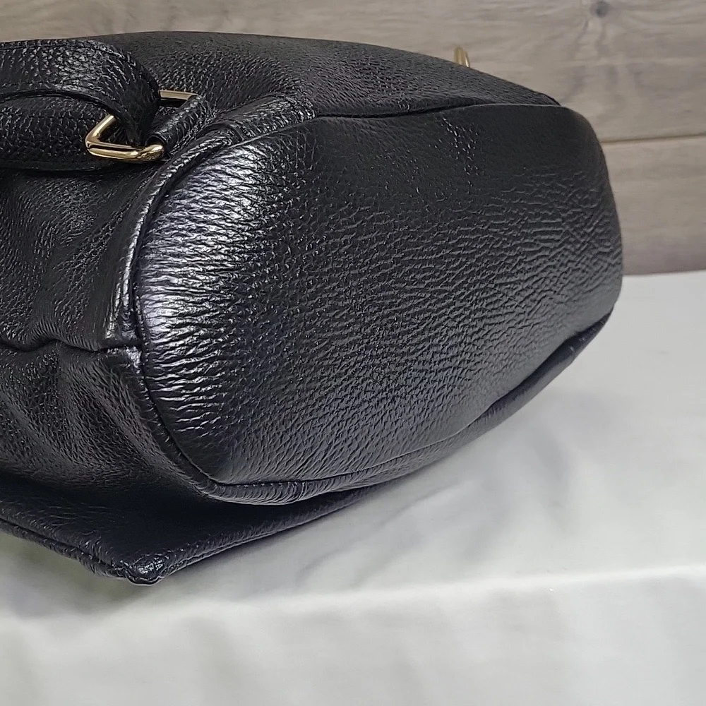 Unicai Firenze Black Pebble Leather Backpack Bag